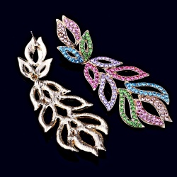 Довгі сережки Амелія з різнокольоровими кристалами