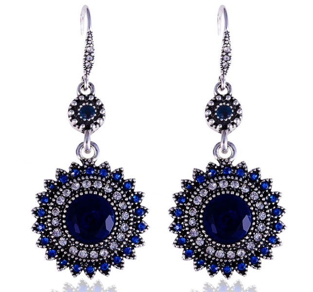 Серьги подвески с синими камнями Селин
