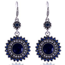 Сережки підвіски з синім камінням Селін