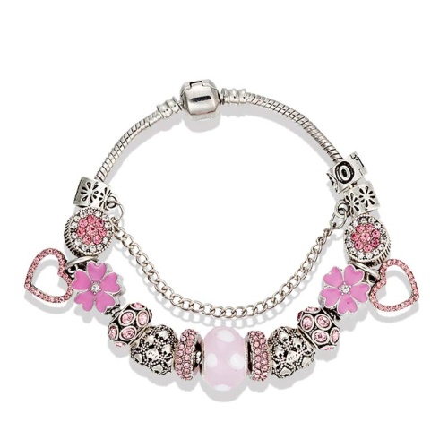 Браслет в стиле пандора Розовое сердце lan-3110