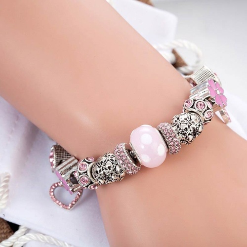 Браслет в стиле пандора Розовое сердце lan-3110