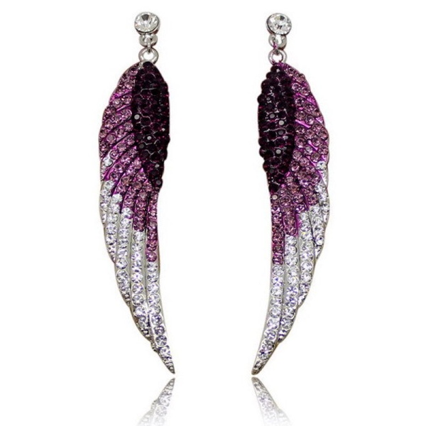 Довгі сережки з камінням сварівськи Angel Wings