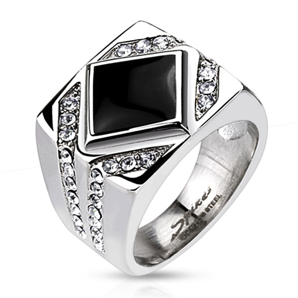 Мужская печатка из стали Spikes Diamond R-H5592