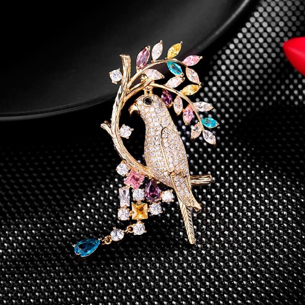 Брошь Элитный попугай микс lan-2970