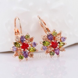 Набор украшений: кулон и серьги Цветок с кристаллами циркона