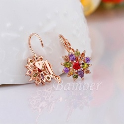 Набор украшений: кулон и серьги Цветок с кристаллами циркона