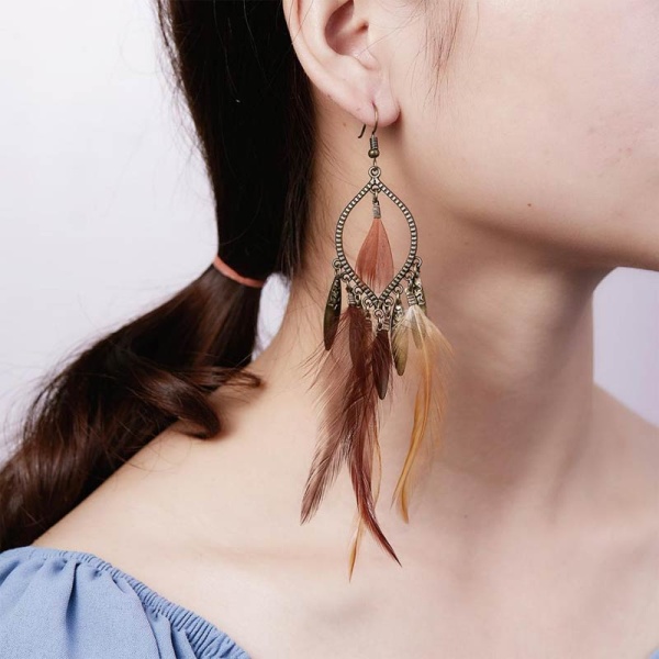 Серьги перья в бохо стиле lan-2990