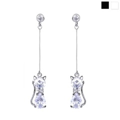 Длинные серьги Кошка с кристаллами