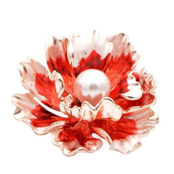 Брошь Цветок с жемчужиной