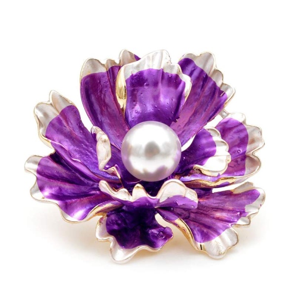 Брошь Цветок с жемчужиной