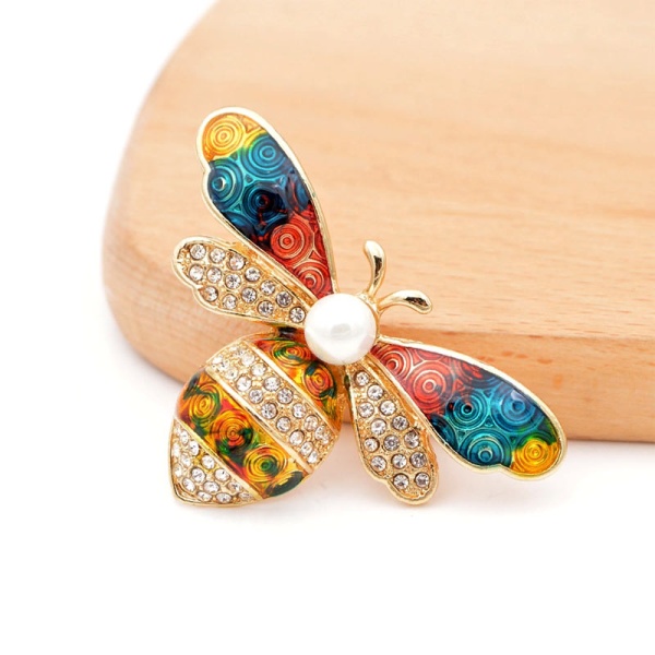 Брошь різнокольорова Бджола lan-3523