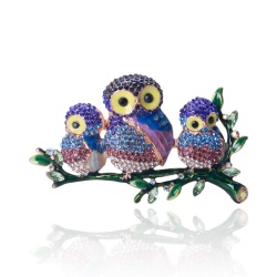 Брошка родина Сов на гілці lan-2772