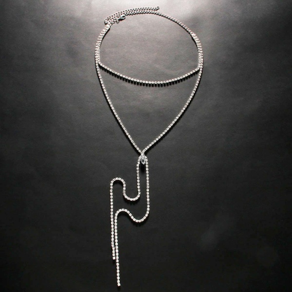 Колье цепочка длинное с кристаллами изыск lan-2973