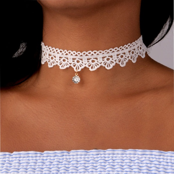 Чокер кружевной lan-313 белого цвета