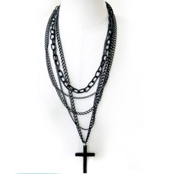 Кулон Крест чёрного цвета с цепочками