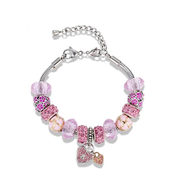 Браслет в стиле пандора с бусинами Сердце lan-3115