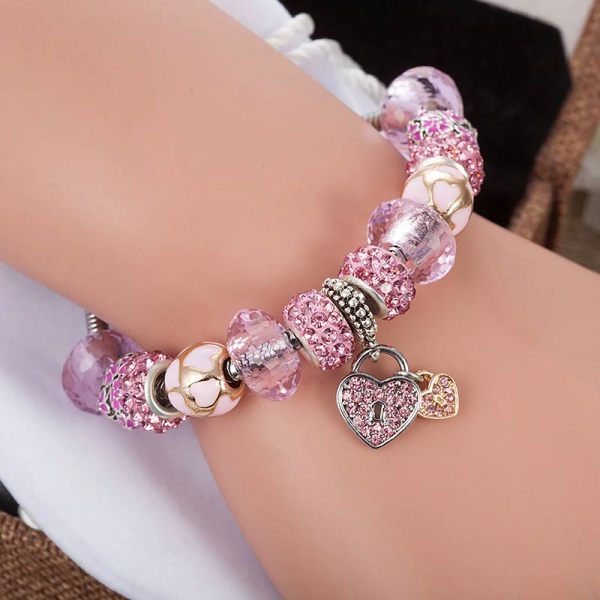 Браслет в стиле пандора с бусинами Сердце lan-3115