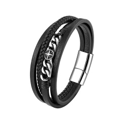 Мужской кожаный браслет стрелки компаса Путь