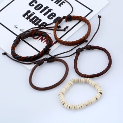 Кожаный браслет Плетение (набор из 5 штук)