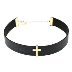 Кожаный чокер с крестиком по центру