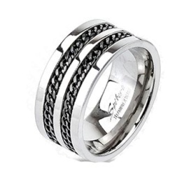 Кольцо из титана Spikes Double Chain R-TM-3181
