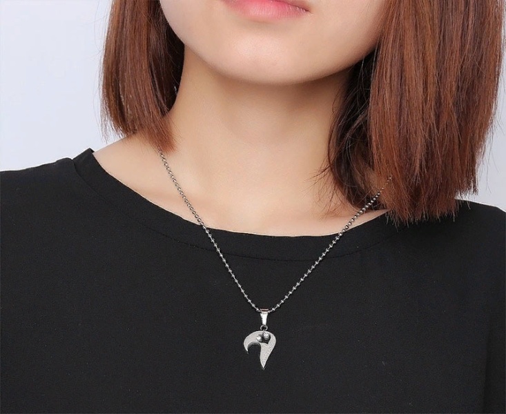 Парный кулон для влюбленных Сердце из стали