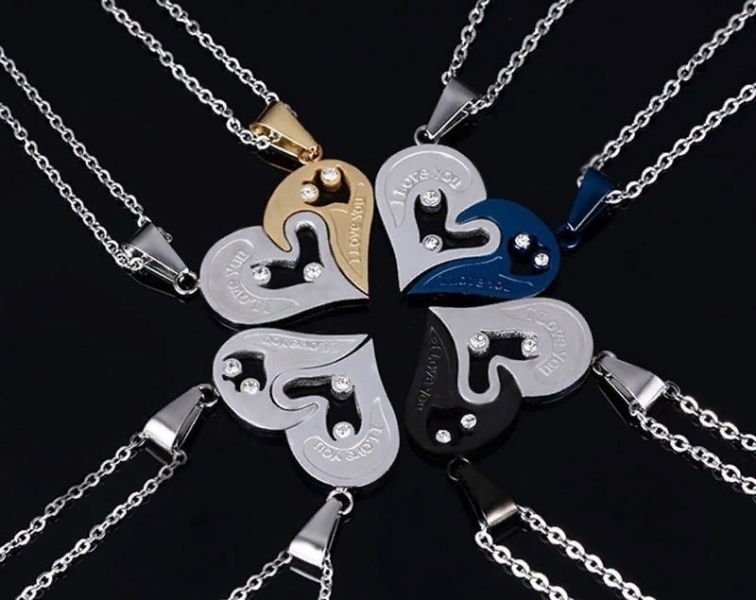 Парный кулон для влюбленных Сердце из стали