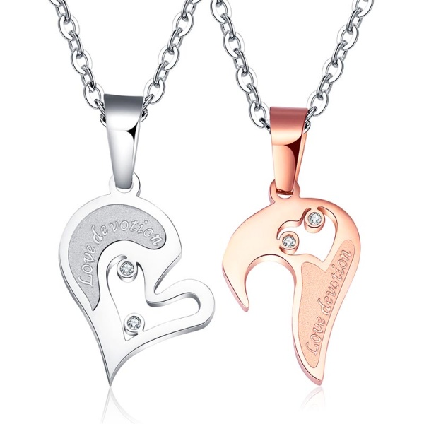 Парный кулон для влюбленных Сердце из стали
