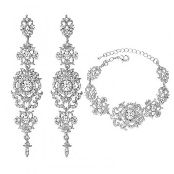 Свадебный набор украшений: серьги и браслет lan-3389