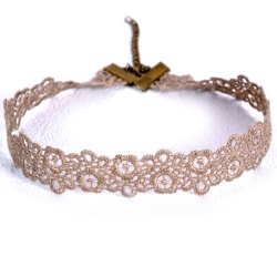 Чокер мереживний lan-316 бежевого кольору.