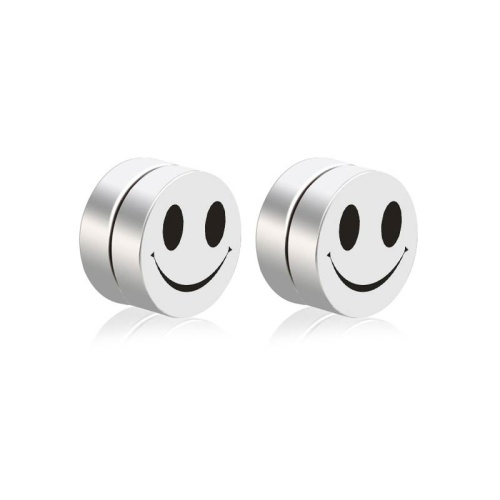 Серьги на магнитах из стали Смайлик