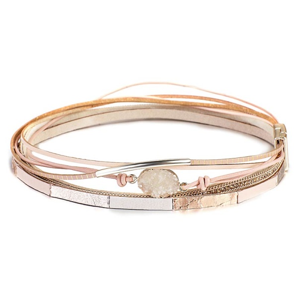 Длинный женский кожаный браслет Линда