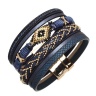 Синий женский кожаный браслет Орнамент