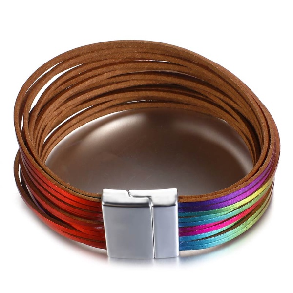 Жіночий шкіряний браслет Веселка