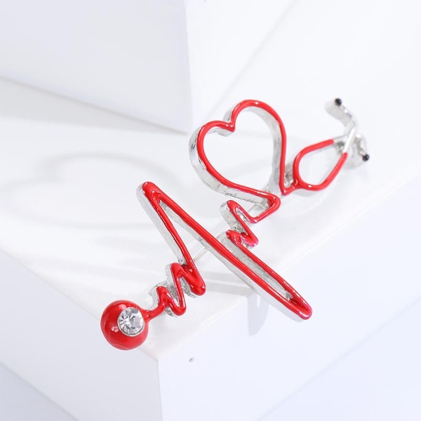 Брошь стетоскоп Ритм сердца серебристый lan-2878