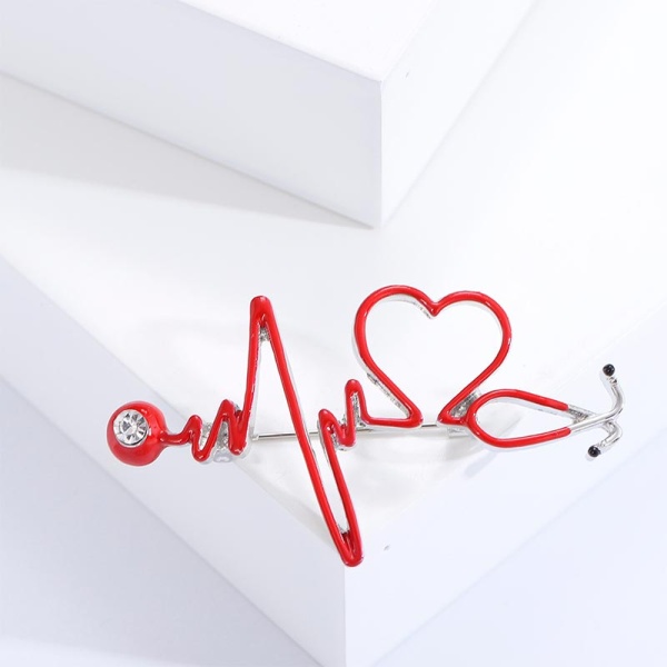 Брошь стетоскоп Ритм сердца серебристый lan-2878