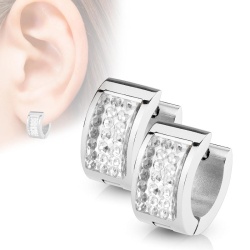 Серьги кольца из стали Spikes с кристаллами