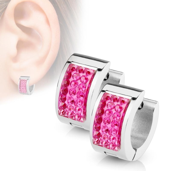 Сережки кільця зі сталі Spikes з кристалами