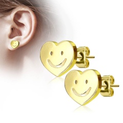 Серьги гвоздики из стали Spikes Сердце смайлик