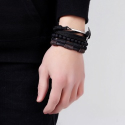 Кожаный браслет Якорь набор из 3 шт