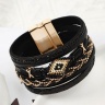 Чорний жіночий шкіряний браслет Орнамент