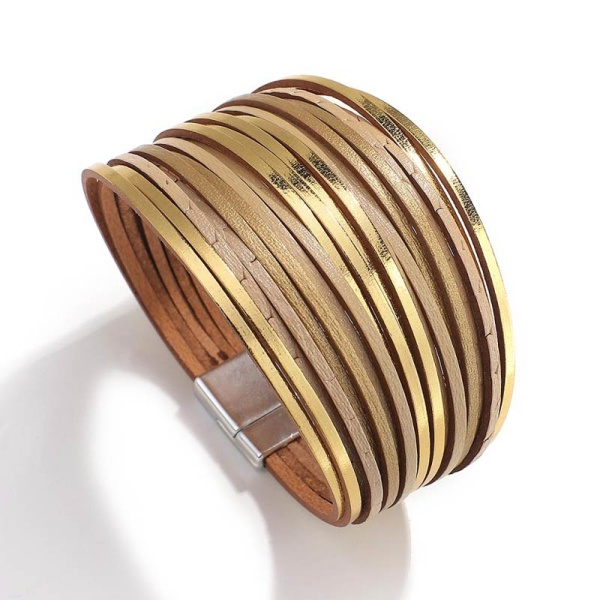 Женский кожаный браслет Голд Полосы