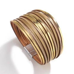 Женский кожаный браслет Голд Полосы