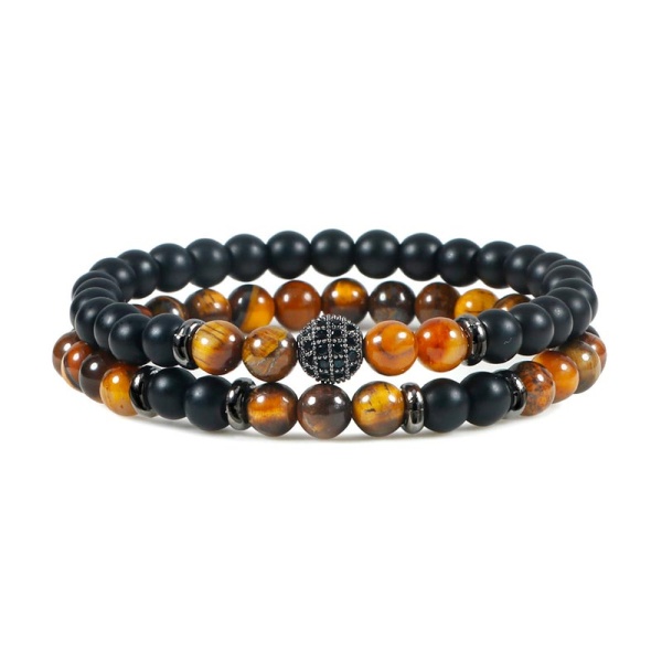 Браслети з натурального каменю: Шунгіт та тигрове око Gray lan-2980