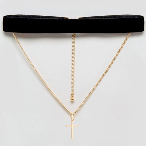 Чокер с крестиком и цепочкой lan-320