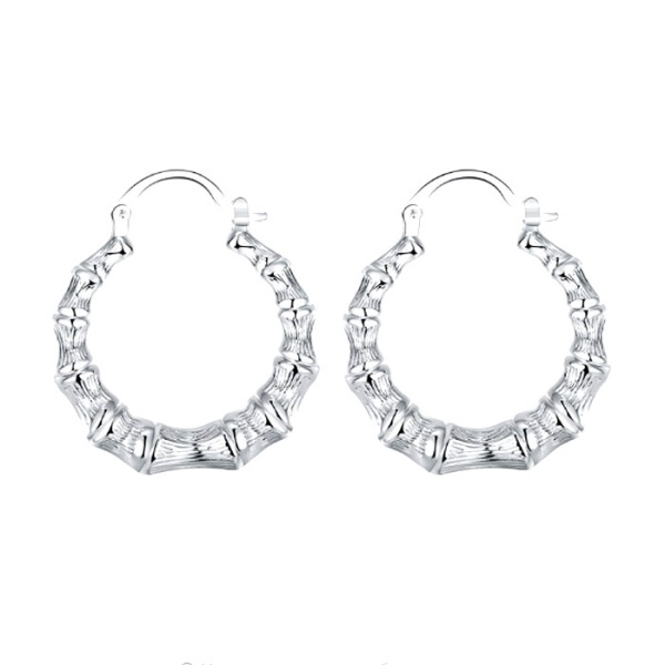 Сережки каблучки Бамбук посріблені