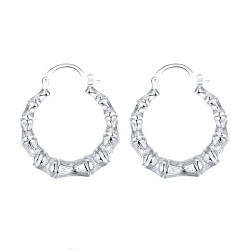 Серьги кольца Бамбук посеребренные