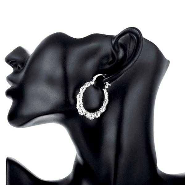 Сережки каблучки Бамбук посріблені