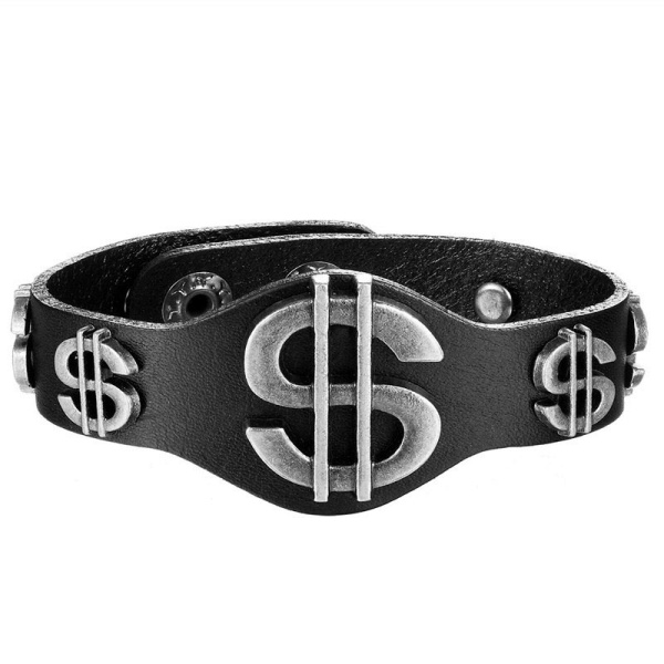 Шкіряний браслет знак Долар