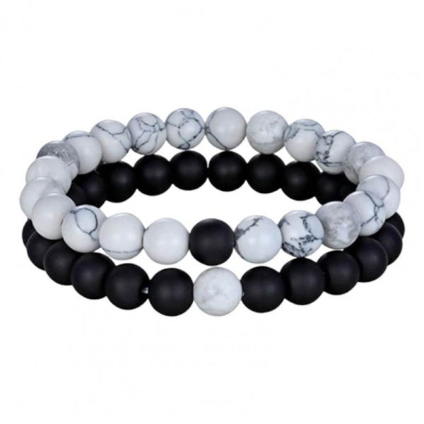Браслеты из натурального мрамора и шунгит 2 шт lan-2881